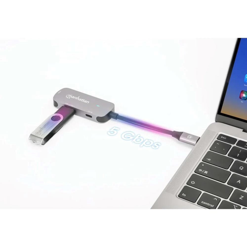MANHATTAN Dokovací stanice USB-C 3v1,  1xHDMI,  1xUSB-C,  1xUSB,  šedá2 