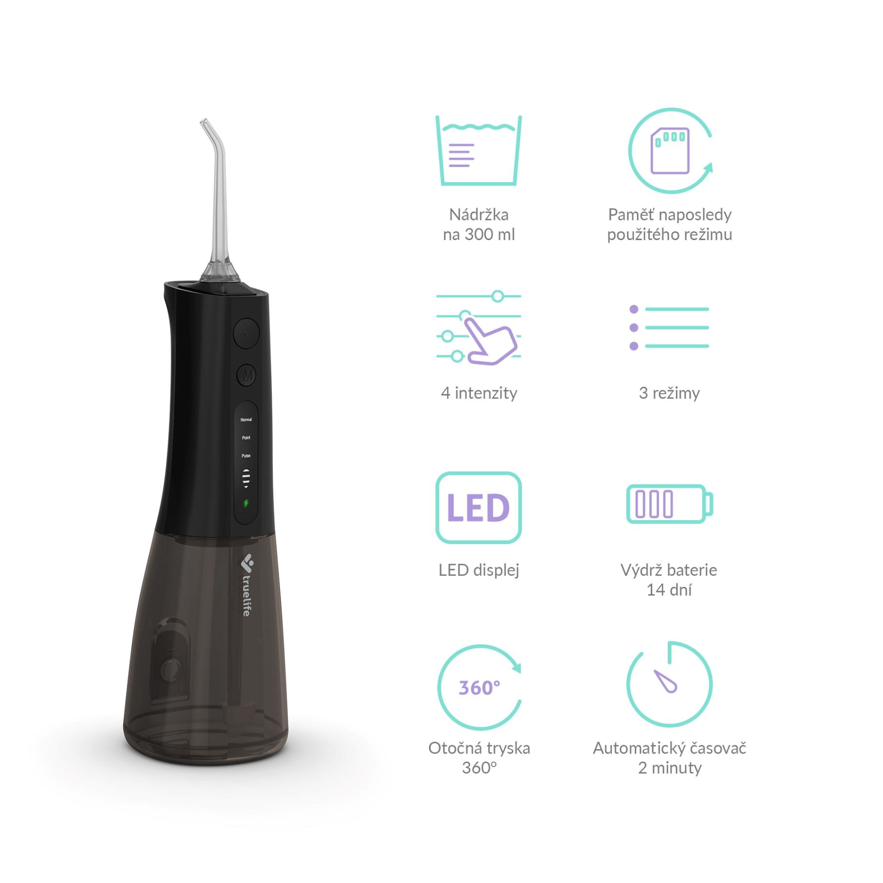 TrueLife AquaFloss Compact L100 Black - ústní sprcha3 