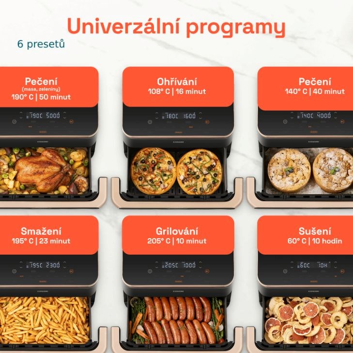 BAZAR - Cosori TF101S Dual blaze TwinFry 10l hozkovzdušná fritéza - Poškozený obal (Komplet)8 