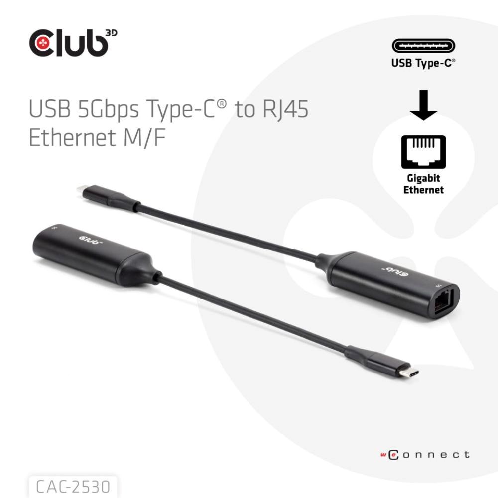 Club3D Adaptér USB-C na RJ45,  5Gb,  24cm1 