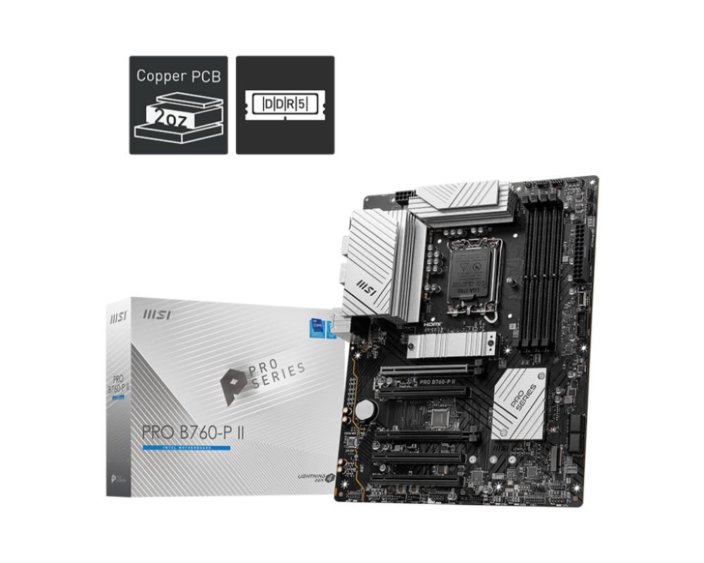 MSI MB Sc LGA1700 PRO B760-P II,  Intel B760,  4xDDR5,  1xDP,  1xHDMI2 