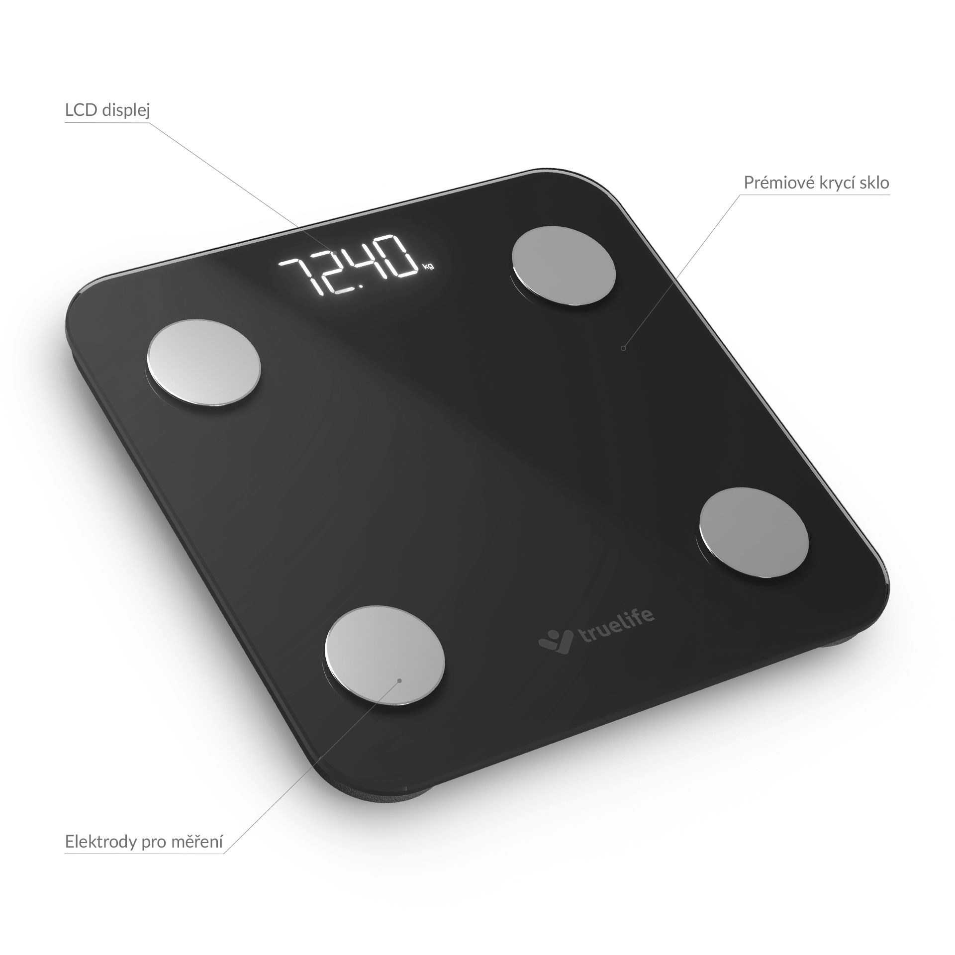 TrueLife FitScale W1 BT Black - bioelektrická impedanční bluetooth váha2 