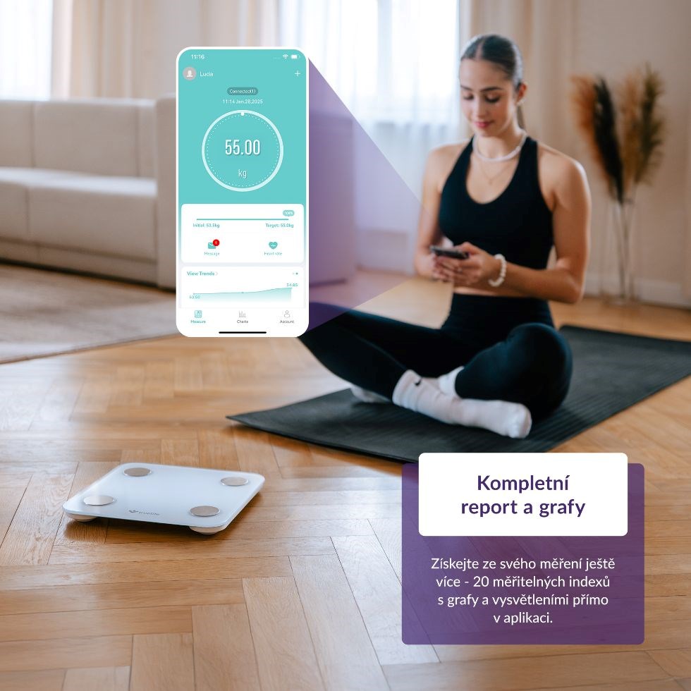 TrueLife FitScale W1 BT White - bioelektrická impedanční bluetooth váha9 