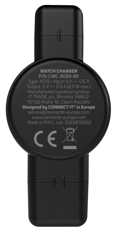 CONNECT IT Bezdrátová nabíječka WatchTravelCharge pro Apple a Samsung Watch, Černá4 
