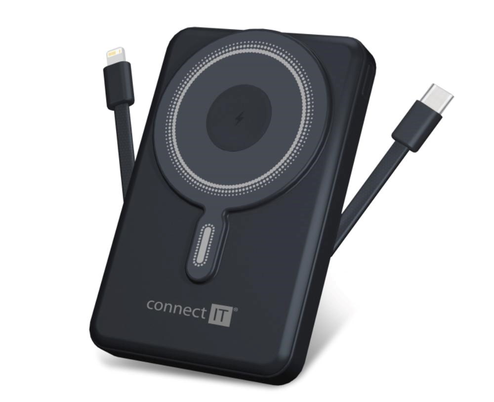 CONNECT IT Powerbanka TravelCharge, MagSafe, 10000 mAh, USB-C, Lightning, Šedá0 