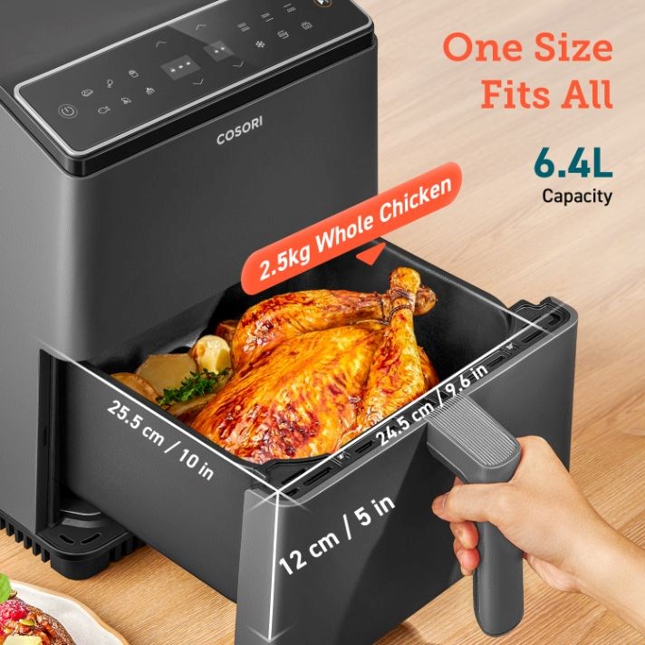 BAZAR - Cosori Dual Blaze 6.4L SMART horkovzdušná  fritéza + 5x špíz a gril. rošt,  black - Rozbaleno (Komplet)2 