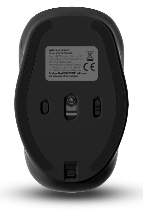 CONNECT IT LONG LIFE bezdrátová tichá myš, USB, (+ 2x AA baterie zdarma), černá2 
