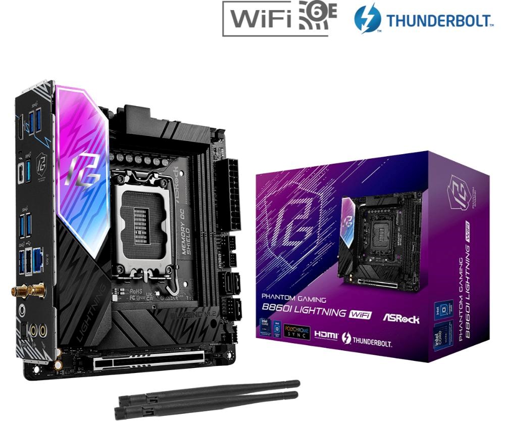 ASRock MB Sc LGA1851 B860I LIGHTNING WIFI,  Intel B860,  2xDDR5,  1xThunderbolt,  1xHDMI,  WiFi,  Mini-ITX0 