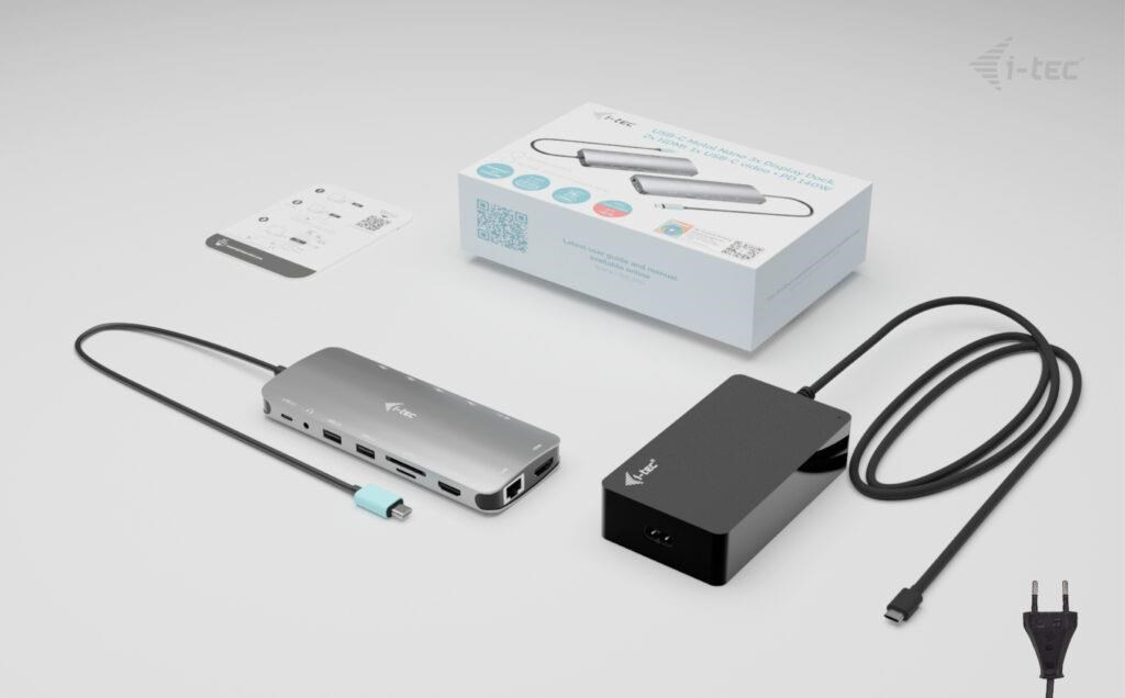 i-tec USB-C Metal Nano 3x Display Dock,  2x HDMI 1x USB-C video, PD 140W + Universal Charger 140 W9 