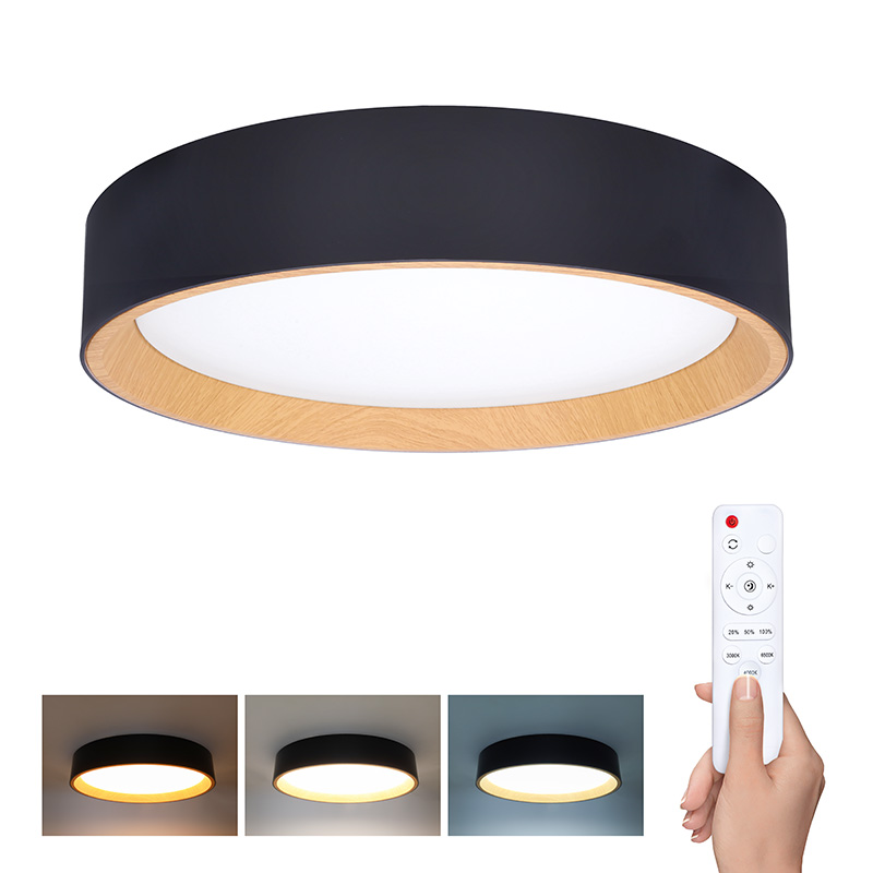 Solight LED osvětlení s dálkovým ovladačem Larios Black, 48W, 3360lm, 39cm, změna chromatičnosti, stmívatelné0 