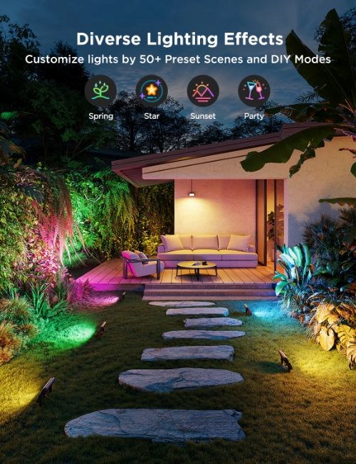BAZAR - Govee Flood Lights 2 venkovní SMART LED světla 4ks - Poškozený obal (Komplet)8 