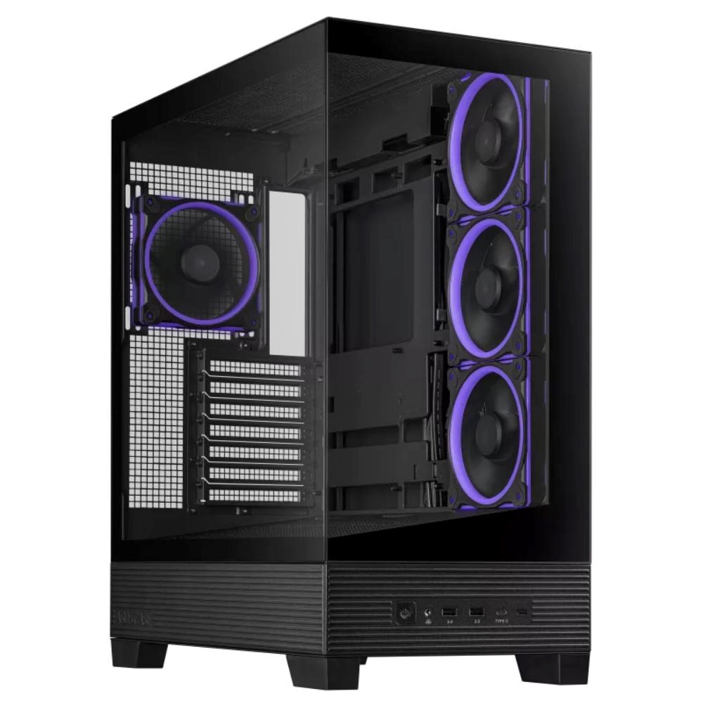 ASUS case A31 PLUS TG ARGB, Mid Tower, Průhledná bočnice, 4x120mm ARGB Fan, ARGB Hub, černá0 