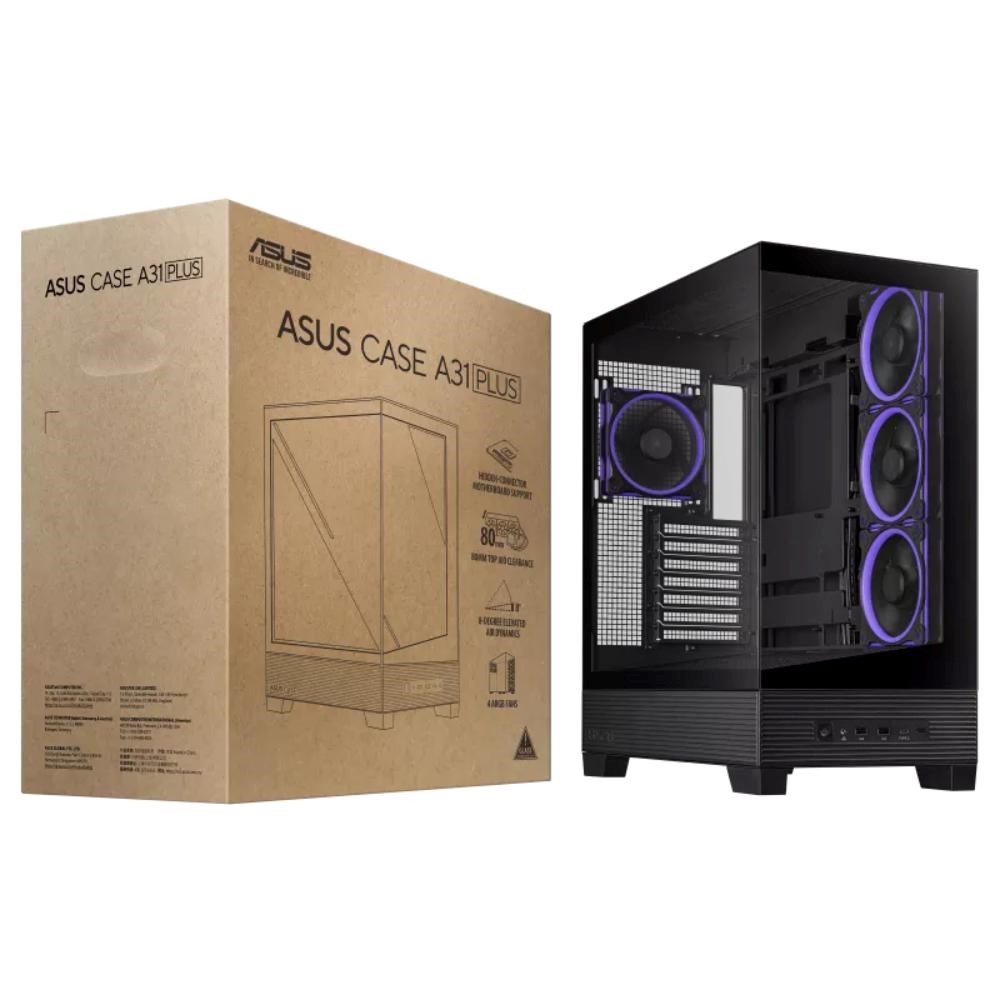 ASUS case A31 PLUS TG ARGB, Mid Tower, Průhledná bočnice, 4x120mm ARGB Fan, ARGB Hub, černá9 