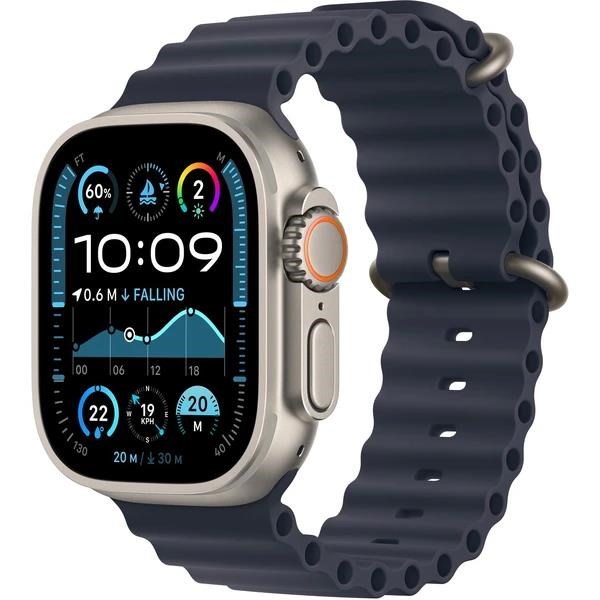 Apple Watch Ultra 2 (2024) GPS + Cellular 49mm Natural Titanium Case with Navy Ocean Band0 