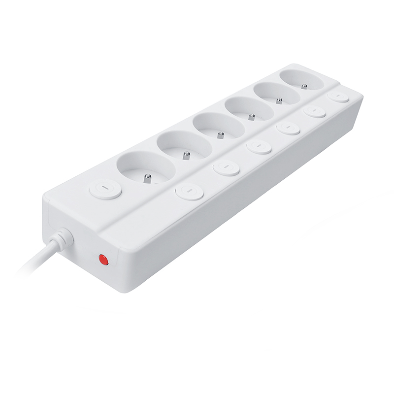Solight 6z prodlužovací přívod, 3m, 3 x 1mm2, bílý, 6+1 vypínač0 