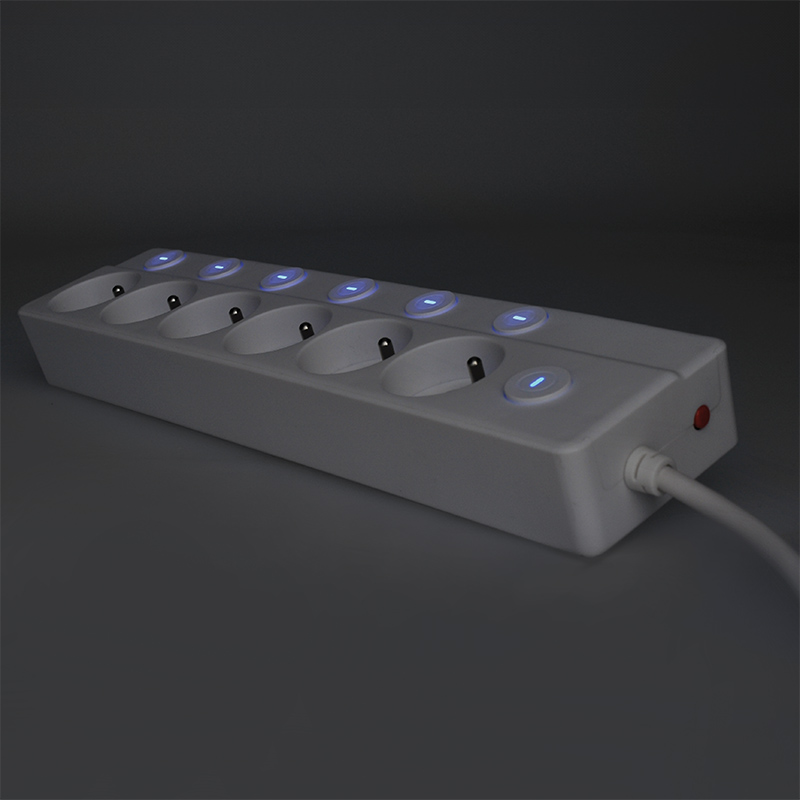 Solight 6z prodlužovací přívod, 3m, 3 x 1mm2, bílý, 6+1 vypínač1 