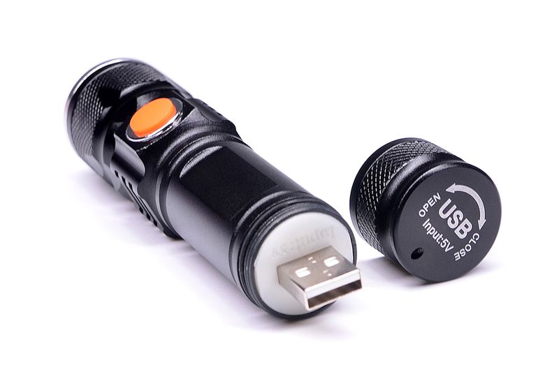 Solight LED nabíjecí kapesní svítilna,  200lm,  3W,  zoom,  Li-Ion1 