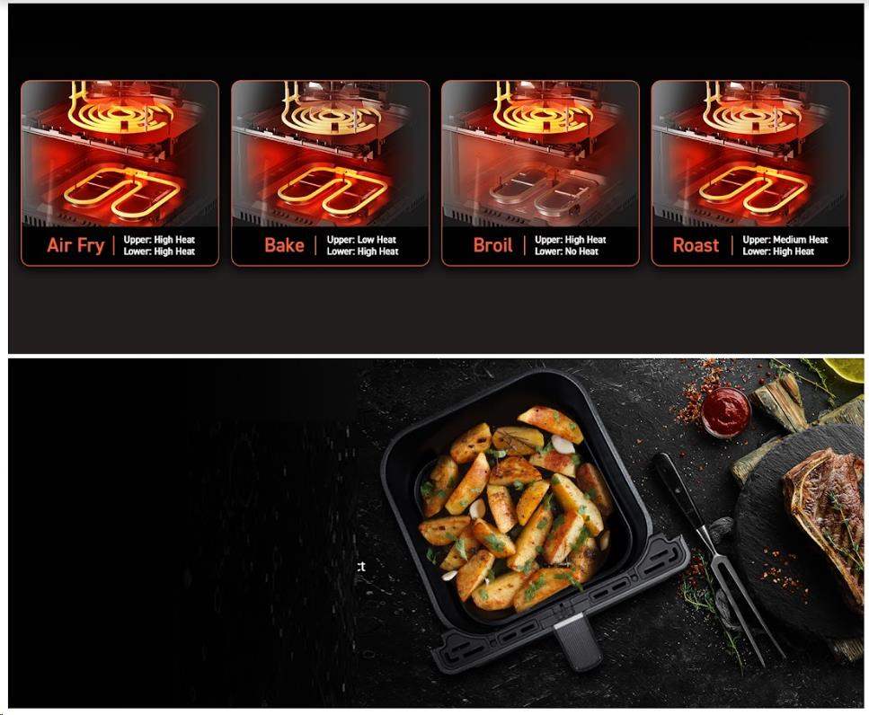 BAZAR - Cosori Dual Blaze 6.4L SMART horkovzdušná  fritéza + 5x špíz a gril. rošt, grey - Poškozený kus4 