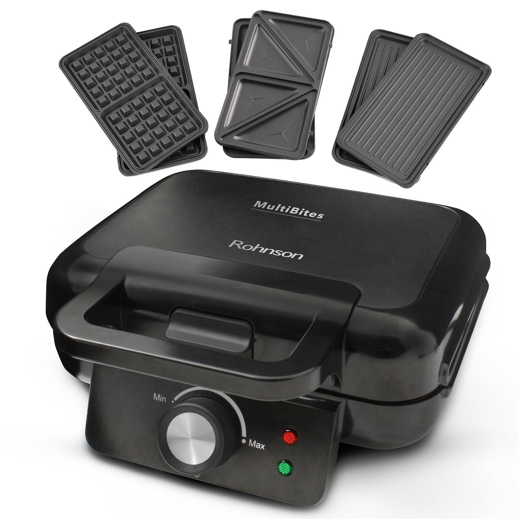 Rohnson R-2635 MultiBites sendvičovač, 1000 W, nepřilnavý povrch, regulace teploty, černá0 