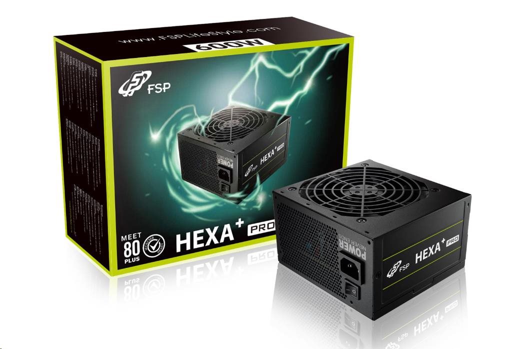 BAZAR - Fortron zdroj 600W HEXA+ PRO 600,  80+,  230V,  +12V Single-Rail,  DC/ DC,  Dual CPU connector,  12cm - Po opravě1 