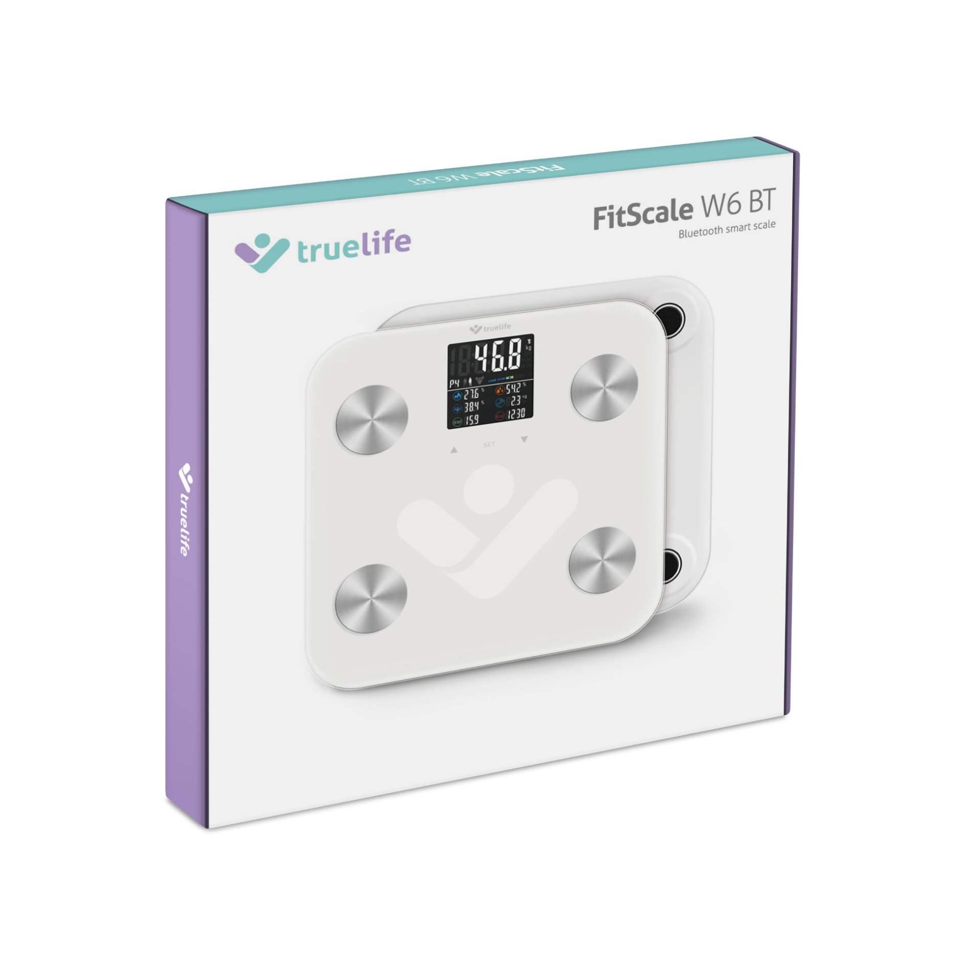 BAZAR - TrueLife FitScale W6 BT - Bioelektrická impedanční bluetooth váha - bílá - Poškozený obal (Komplet)9 