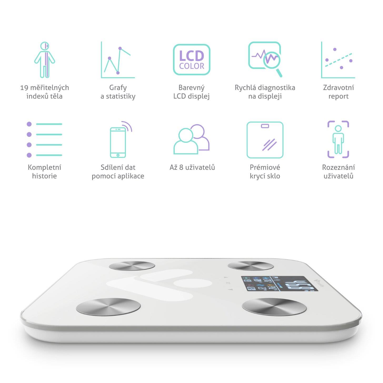 BAZAR - TrueLife FitScale W6 BT - Bioelektrická impedanční bluetooth váha - bílá - Poškozený obal (Komplet)2 