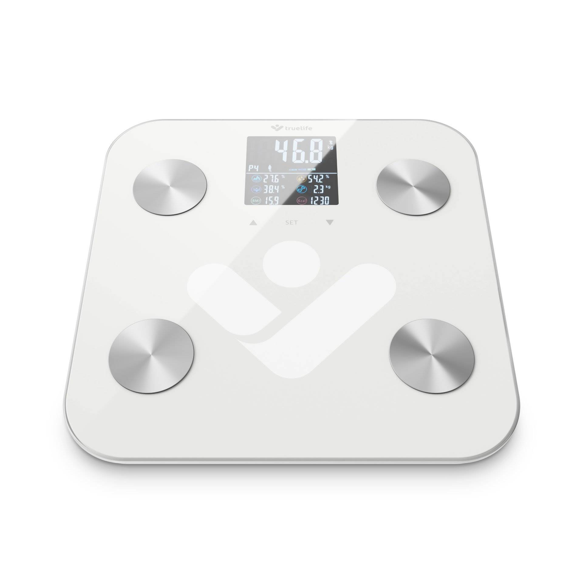 BAZAR - TrueLife FitScale W6 BT - Bioelektrická impedanční bluetooth váha - bílá - Poškozený obal (Komplet)7 