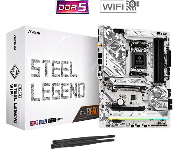ASRock MB Sc AM5 B650 Steel Legend WiFi ,  AMD B650,  4xDDR5,  1xDP,  1xHDMI,  WIFI0 