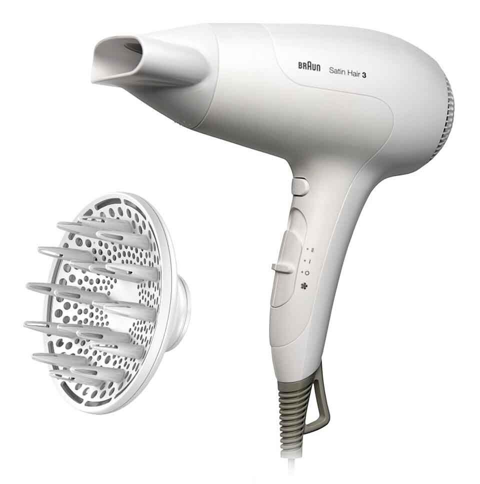 Braun Satin Hair 3 HD385 PowerPerfection fén na vlasy, 2000 W, 2 rychlosti, 3 teploty, bílá0 