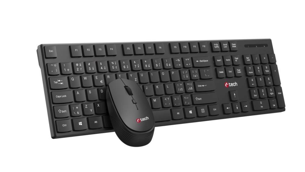 C-TECH klávesnice s myší WLKMC-03,  Bezdrátový set 2.4GHz,  CZ,  Černá2 