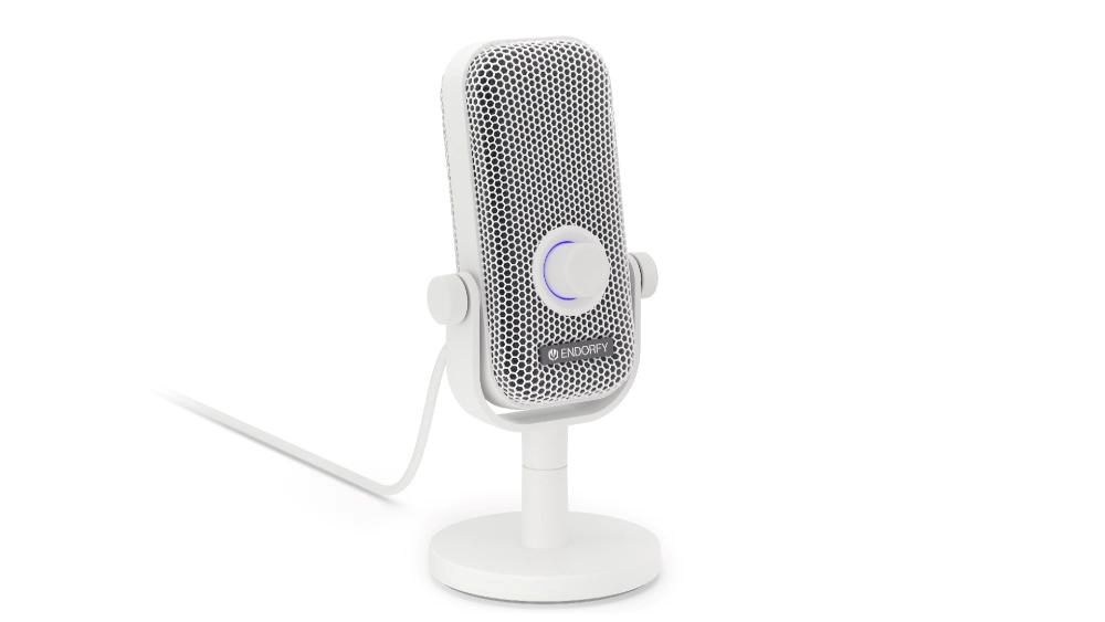Endorfy mikrofon Solum Voice S,  stojánek,  pop-up filtr,  RGB,  USB-C,  3.5mm Jack,  Bílá