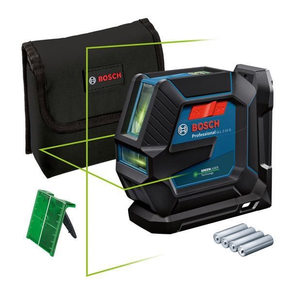 Bosch GLL 2-15 G čárový laser,  pracovní dosah až 15 m,  přesnost +/ -0, 3 mm/ m,  4× baterie 1, 5 V LR6 (AA)0 