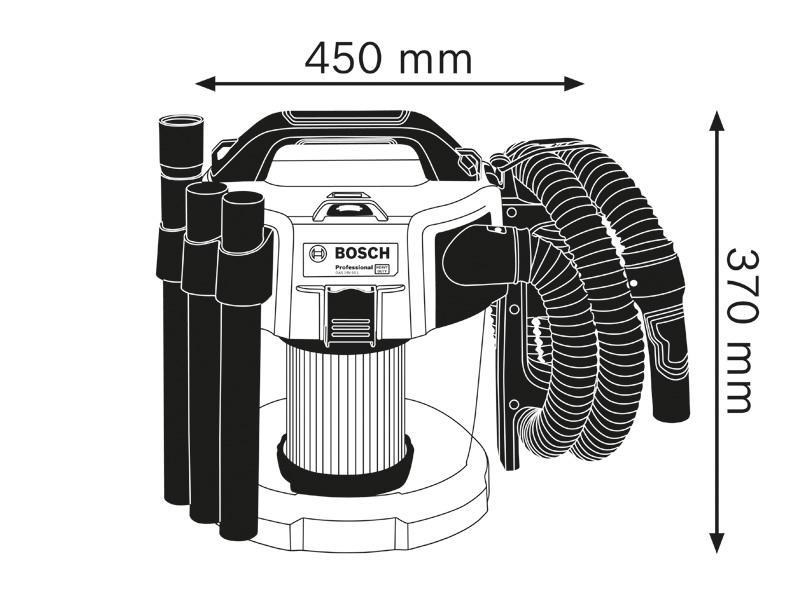 Bosch GAS 18V-10 L akumulátorový vysavač,  34, 0 l/ s,  objem nádoby 10 l,  Click & Clean1 