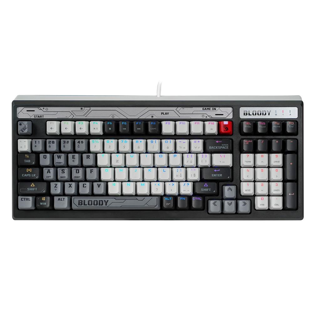 A4tech Bloody B950 podsvícená mechanická herní klávesnice RGB,  Brown Switch,  USB,  CZ,   šedá2 