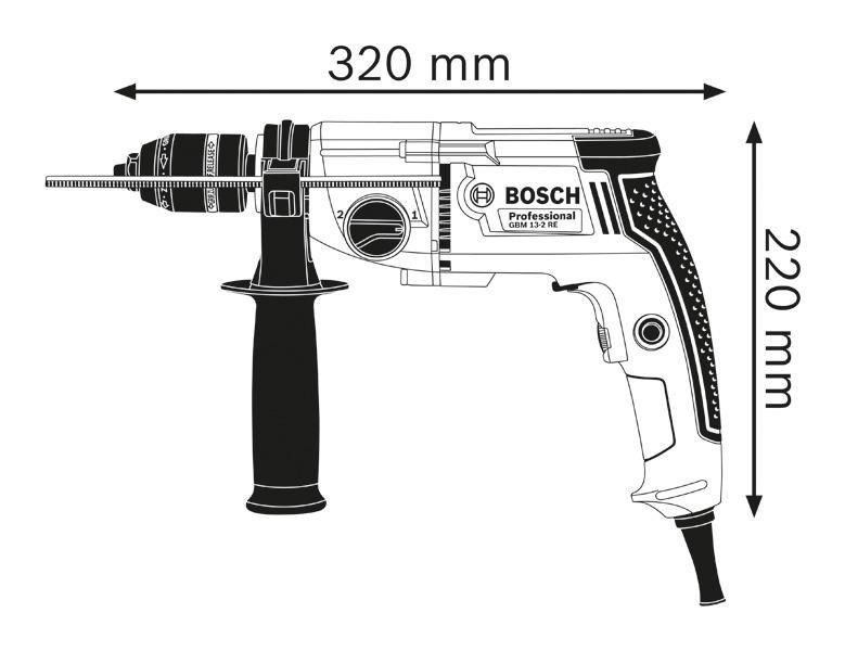 Bosch GBM 13-2 RE vrtačka,  750 W,  průměr vrtání do dřeva 32 /  20 mm,  do oceli 13 /  8 mm1 