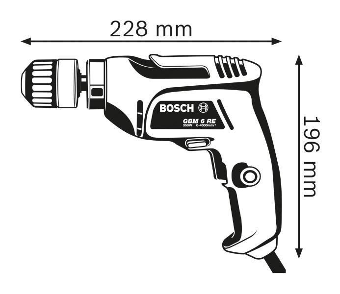 Bosch GBM 6 RE vrtačka,  350 W,  průměr do dřeva 15 mm,  do oceli 6, 5 mm,  upínací sklíčidlo s ozubeným věncem0 