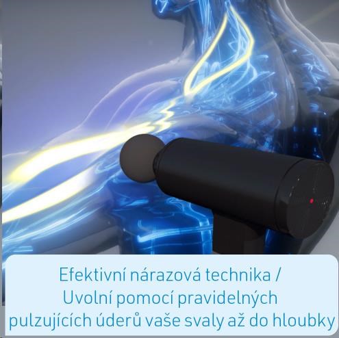 BAZAR - Kendox masážní pistole Muscle Relief, černá, 20 W ~ 50 W - Poškozený obal (Komplet)3 