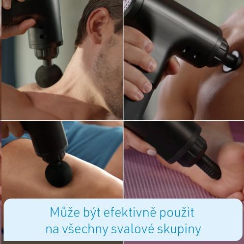 BAZAR - Kendox masážní pistole Muscle Relief, černá, 20 W ~ 50 W - Poškozený obal (Komplet)8 