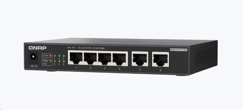 QNAP switch QSW-2104-2T-R2 (4x 2, 5GbE RJ45 a 2x 10GbE RJ45)
