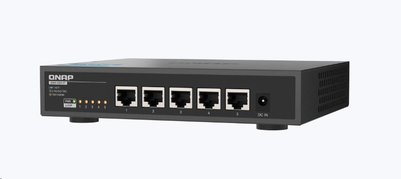 QNAP switch QSW-3205-5T (5x 10GbE port, pasiv. chladenie, podpora 100M/ 1G/ 2, 5G/ 5G a 10G)