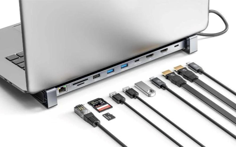 MANHATTAN Dokovací stanice USB-C 10v1, 2xHDMI, USB-C 3.0, USB-C PD 100W, 3xUSB-A 3.0, SD microSD, RJ451 