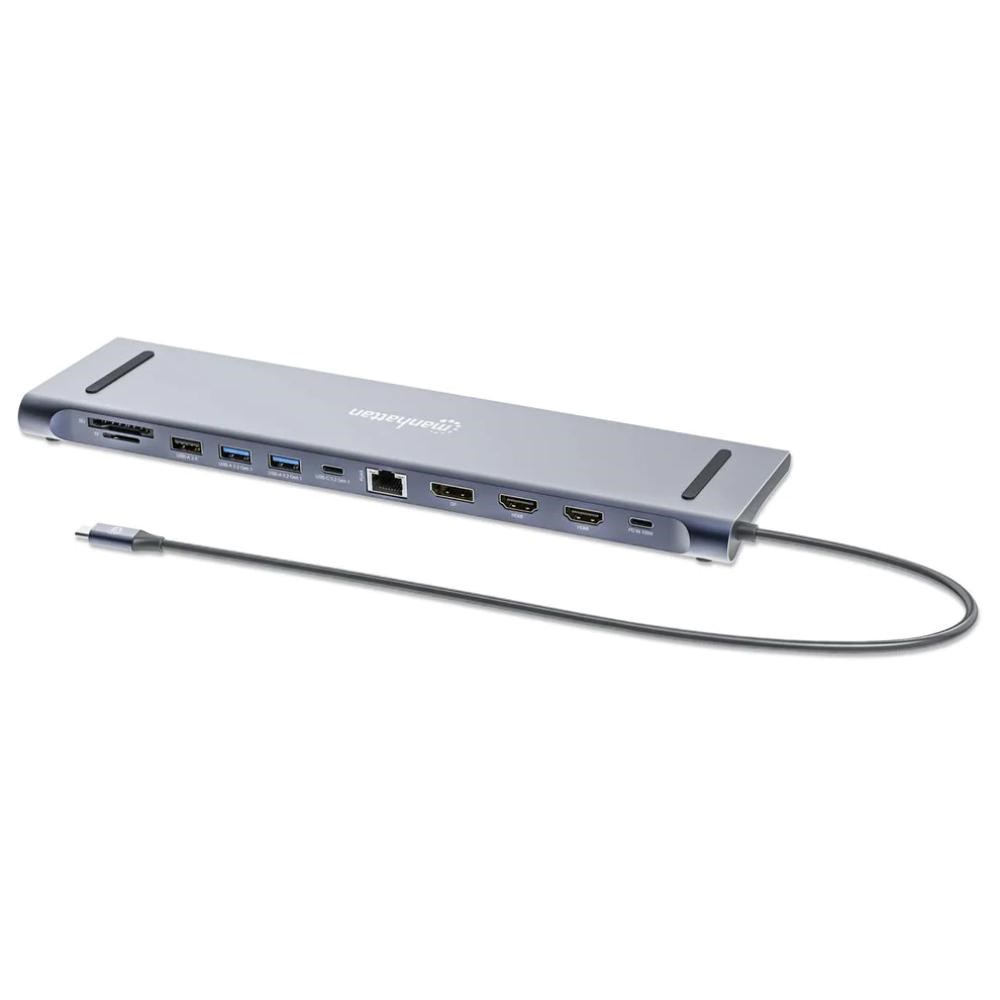 MANHATTAN Dokovací stanice USB-C 12v1, 2xHDMI, DP, USB-C PD 100W, USB-C 3.0, 3xUSB-A 3.0, SD microSD, RJ45, 3.5mm Jack0 