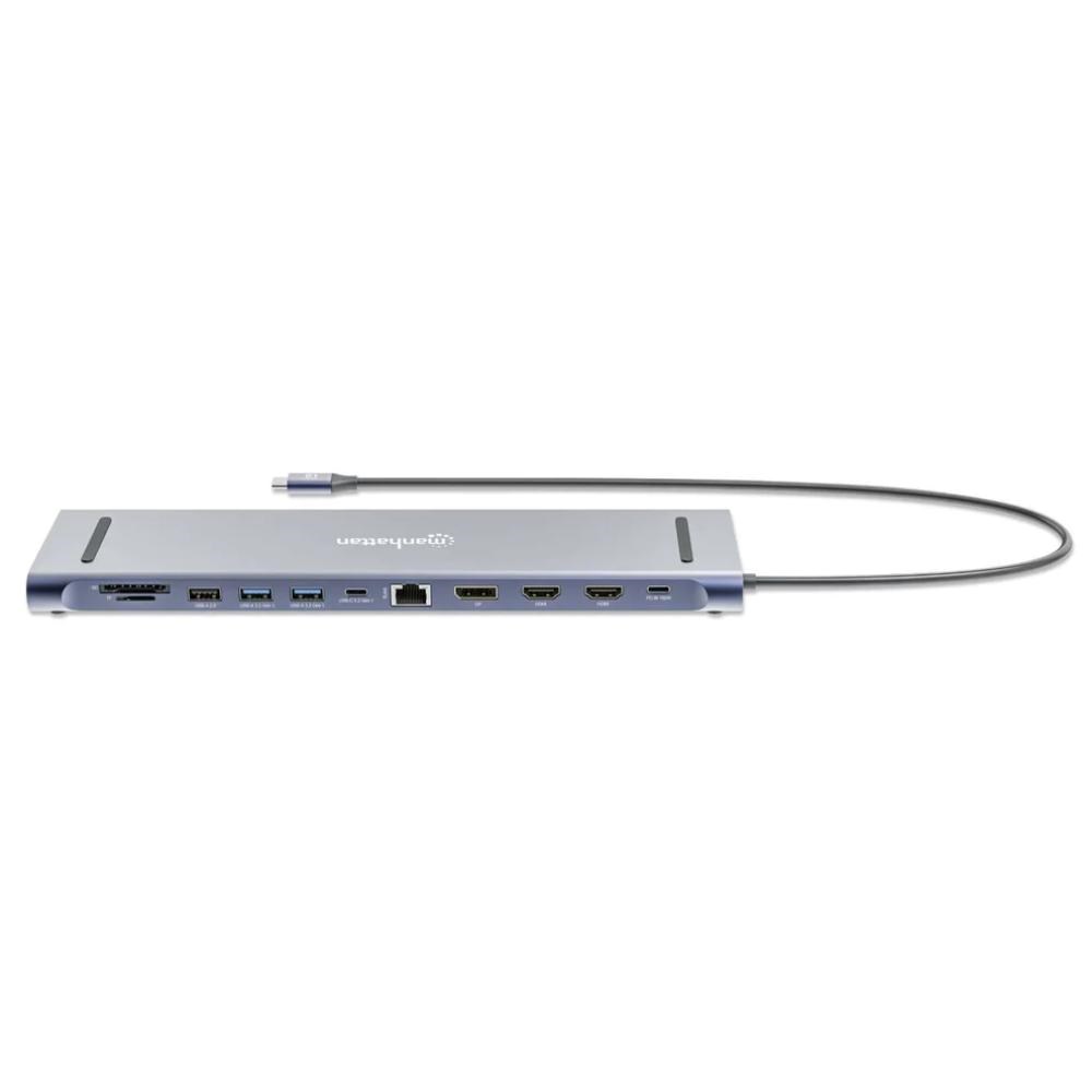 MANHATTAN Dokovací stanice USB-C 12v1, 2xHDMI, DP, USB-C PD 100W, USB-C 3.0, 3xUSB-A 3.0, SD microSD, RJ45, 3.5mm Jack3 