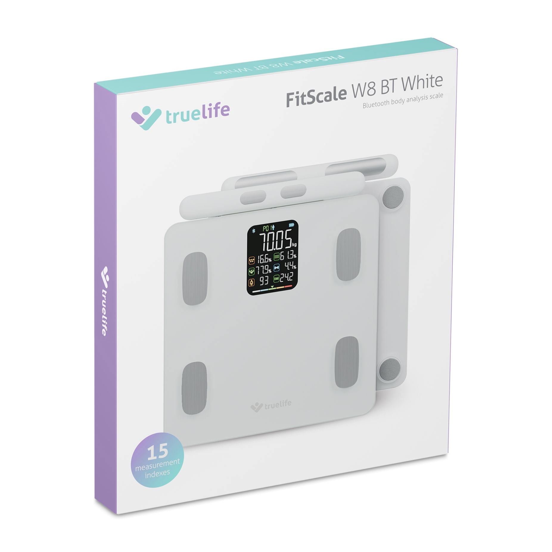 TrueLife FitScale W8 BT White - osobní diagnostická bluetooth váha10 