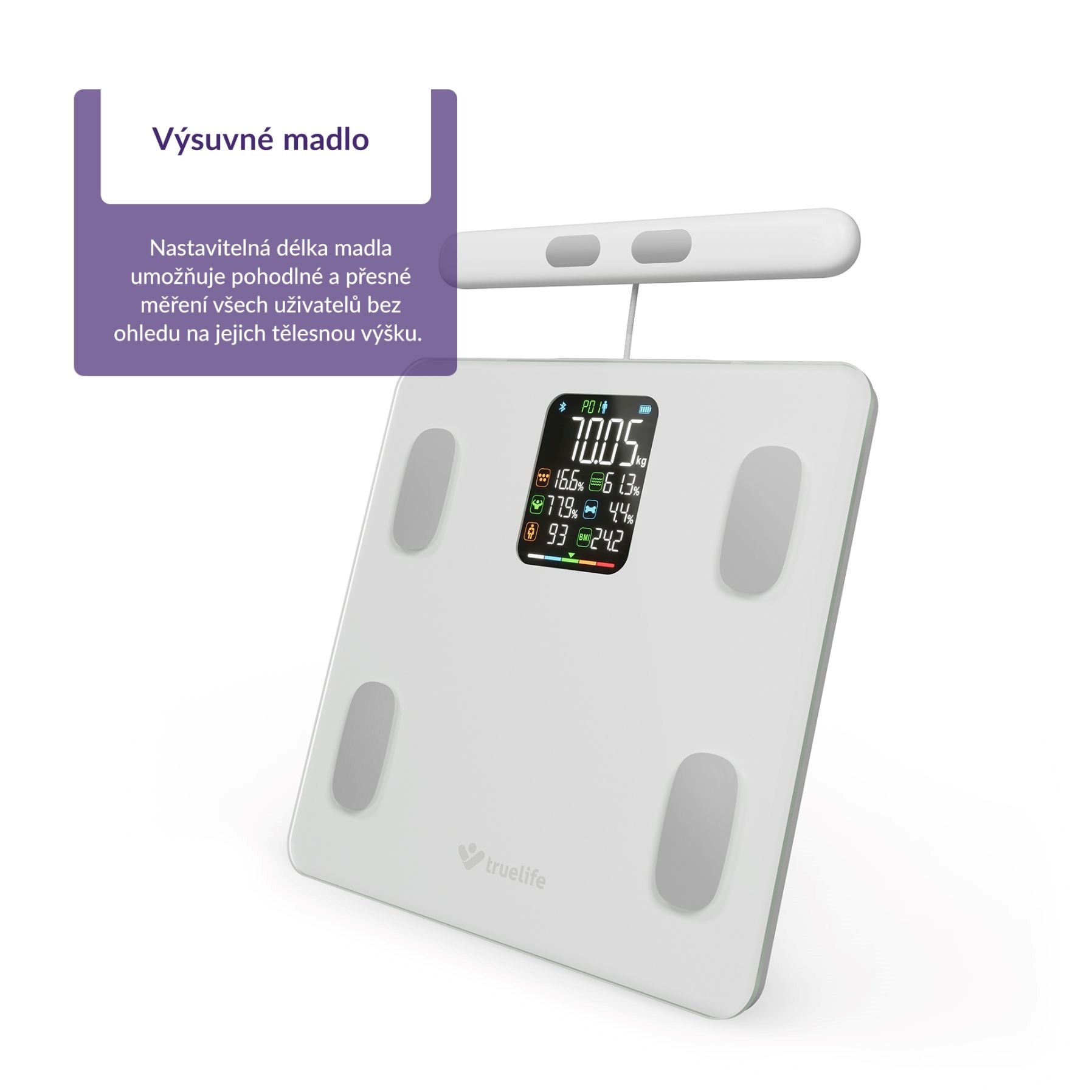 TrueLife FitScale W8 BT White - osobní diagnostická bluetooth váha4 