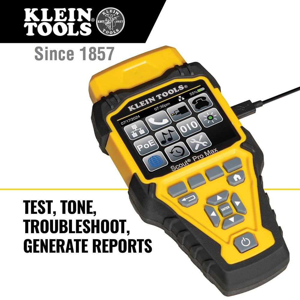 KLEIN TOOLS - VDV Scout® Pro Max Tester s přijímačem Set - 20x RJ45,  20x F-konektor6 
