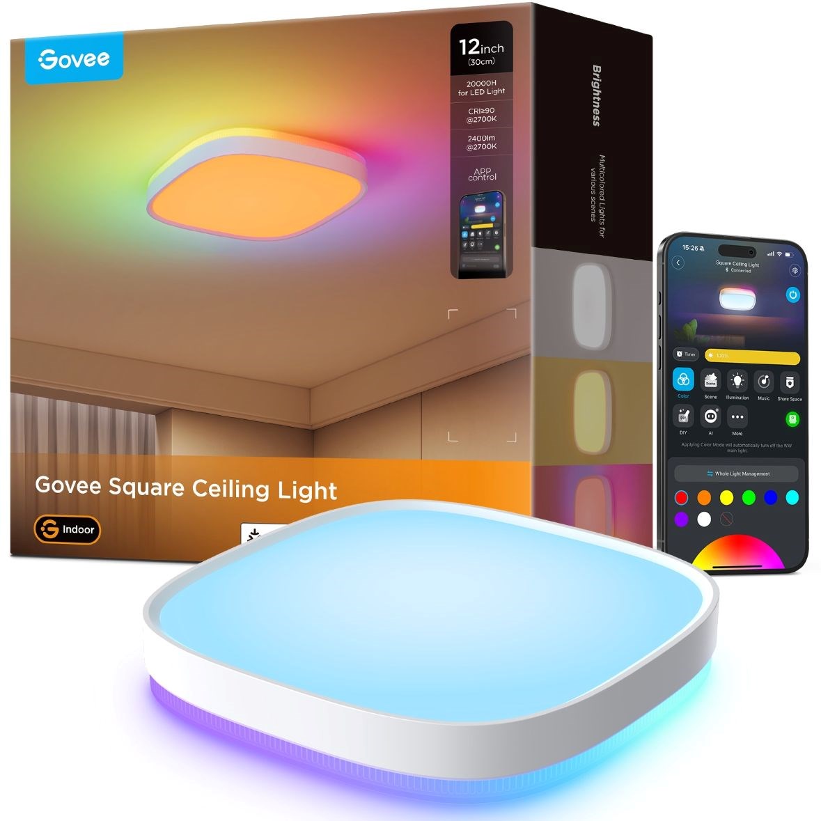 Govee RGBICWW Smart duální stropní světlo 2400lm 30cm Matter1 