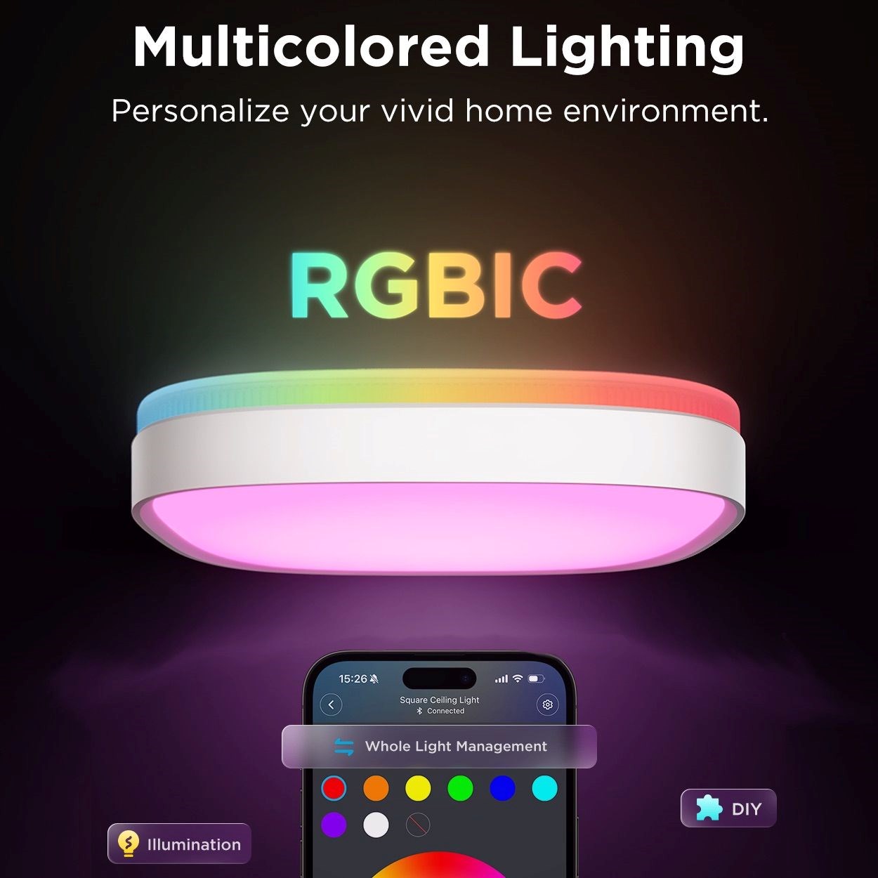 Govee RGBICWW Smart duální stropní světlo 2400lm 30cm Matter0 