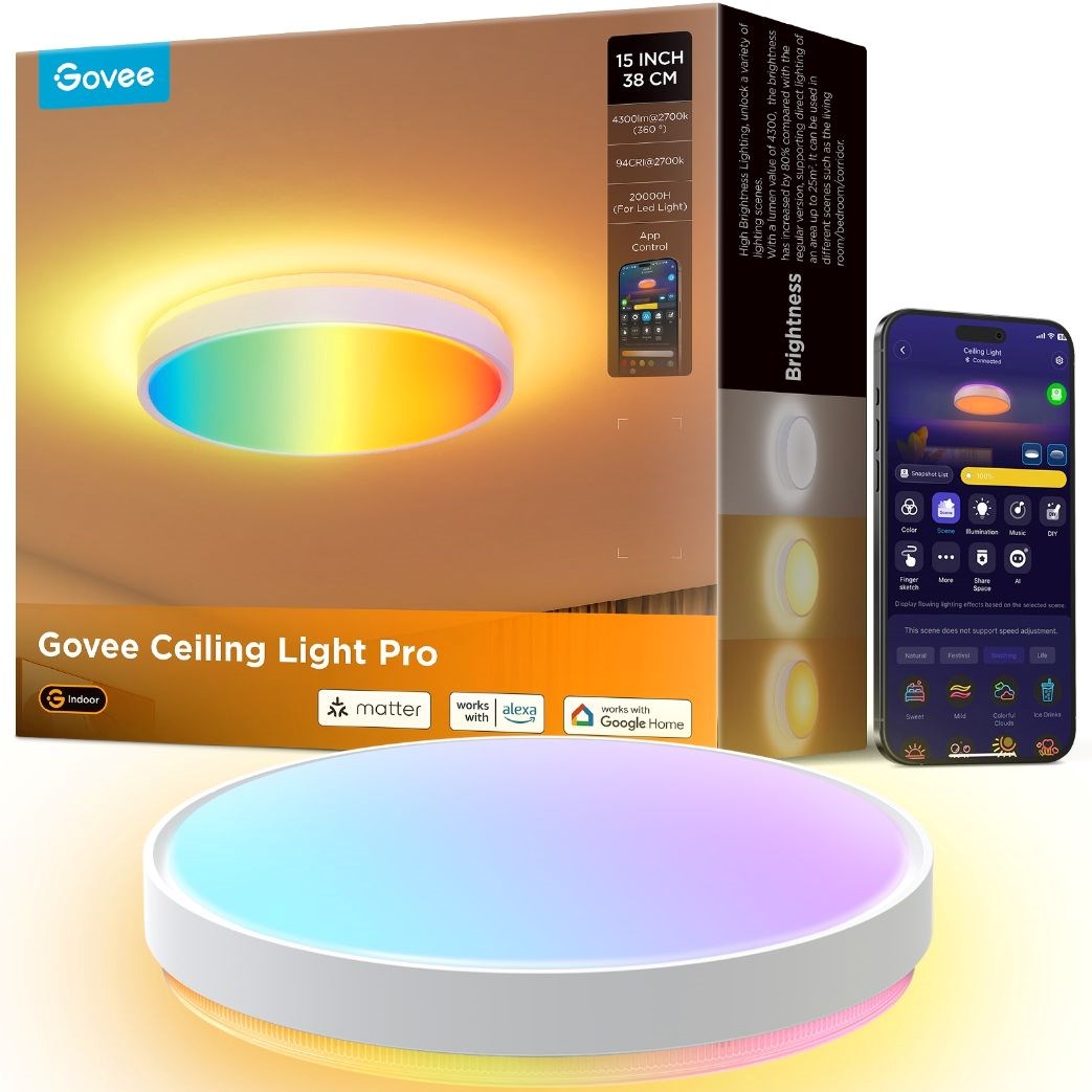 Govee RGBICWW Smart duální stropní světlo 3500lm 38cm Matter3 