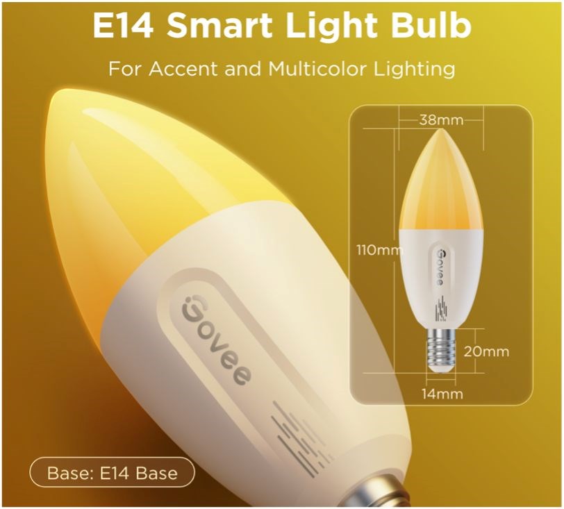 Govee Smart žárovka RGBWW 5W-50W 450lm E14 Long Life 2ks Matter3 